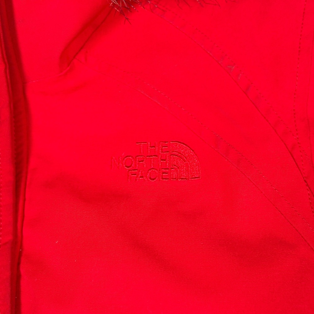 The North Face jacket Womens Small Red hooded fur Down Insulated puffer quilt - Picture 7 of 16